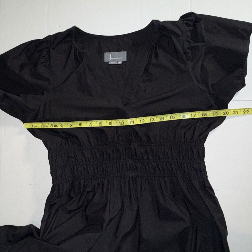 Anthropologie Somerset Tiered Maxi Dress Black Sz Medium Petite Short Sleeve - Picture 6 of 6